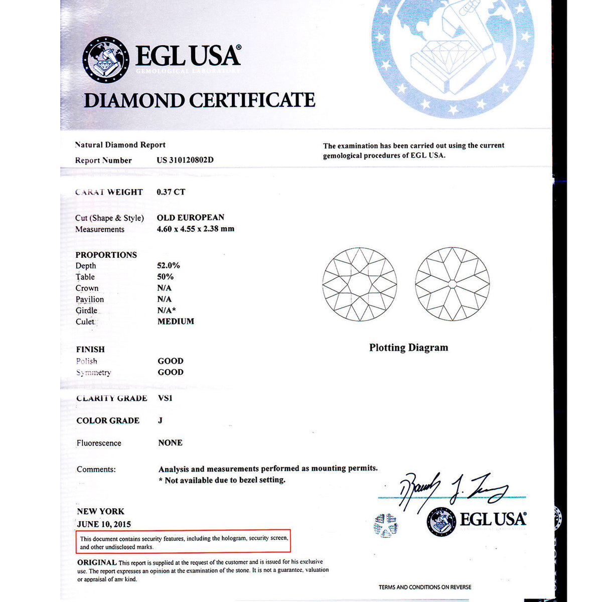 EGL Certified Diamond Sapphire Platinum Ring – image 4