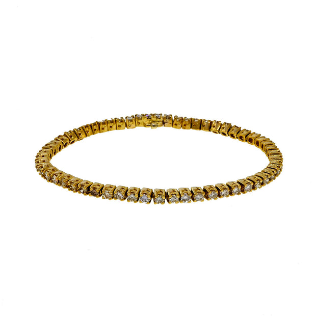 Vintage 1980 4.06ct Fine Diamond 18k Yellow Gold Tennis Bracelet