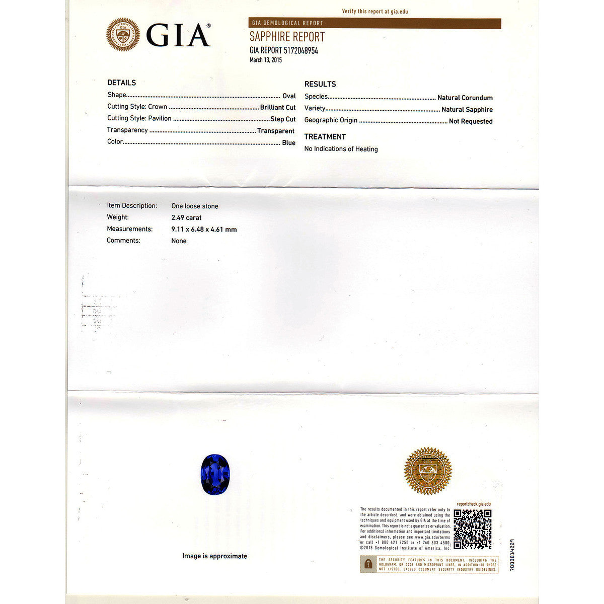 GIA 2.94 Carat Sapphire Sapphire Diamond Platinum Three-Stone Engagement Ring – image 3