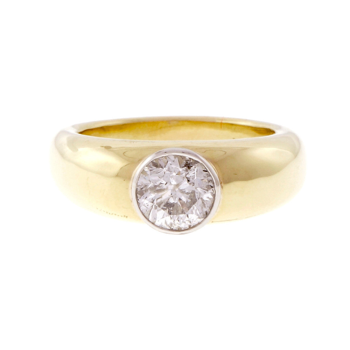 Transitional European Cut Men’s Diamond Ring Heavy 18k Platinum Bezel Handmade – image 2