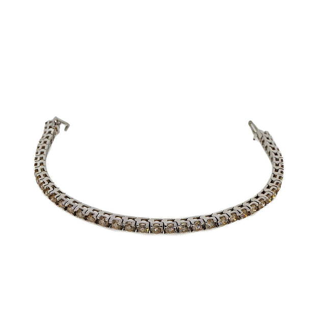 Vintage Rare Natural Yellow Brown to Brown 14k White Gold Bracelet Certified