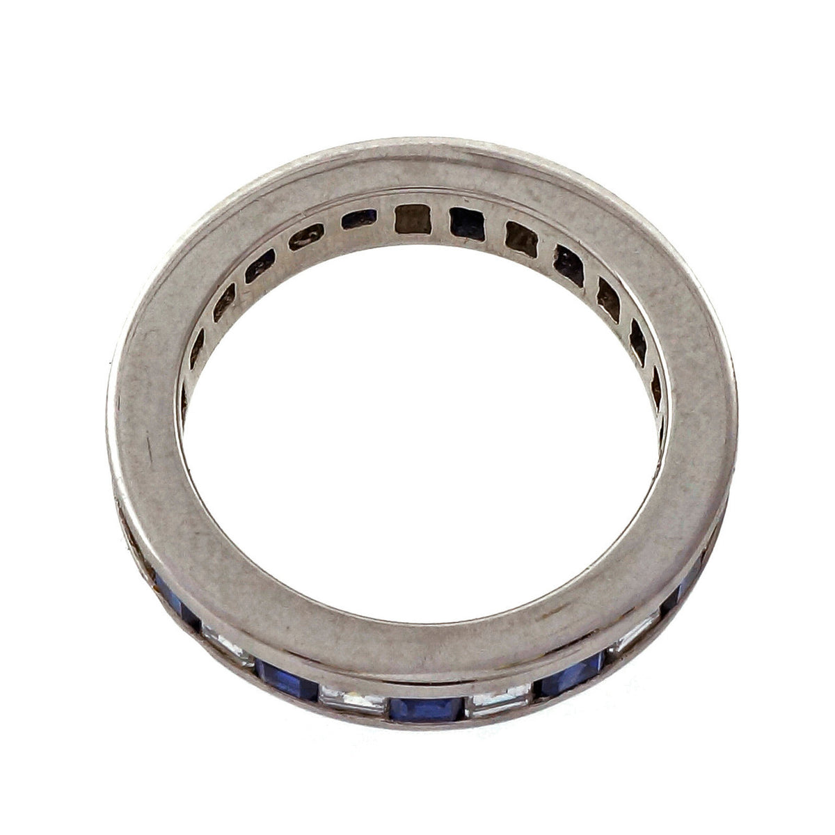 Tiffany & Co Platinum Square Diamond Sapphire Eternity Band Ring Size 4.5 – image 3