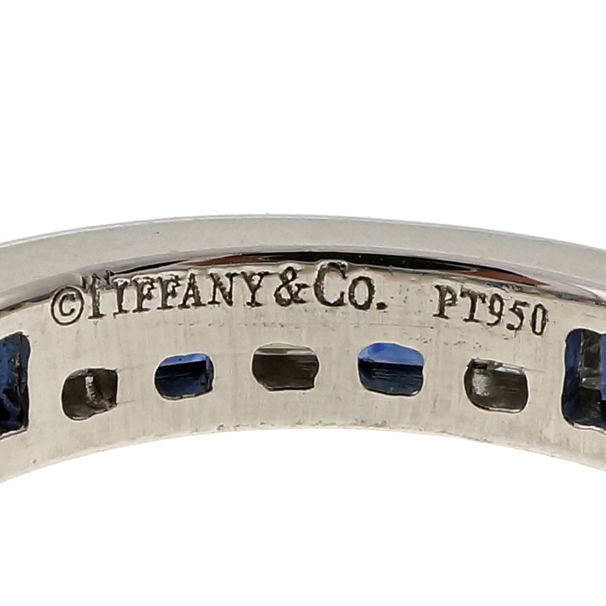 Tiffany & Co Platinum Square Diamond Sapphire Eternity Band Ring Size 4.5 – image 4