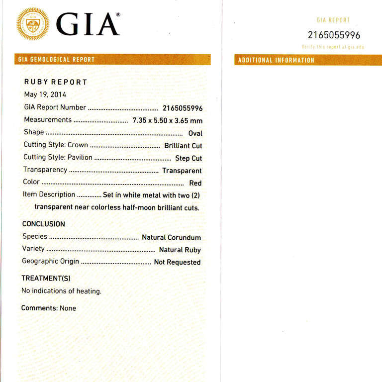 Peter Suchy GIA 1.51 Carat Oval Natural Ruby Diamond Platinum Engagement Ring – image 4