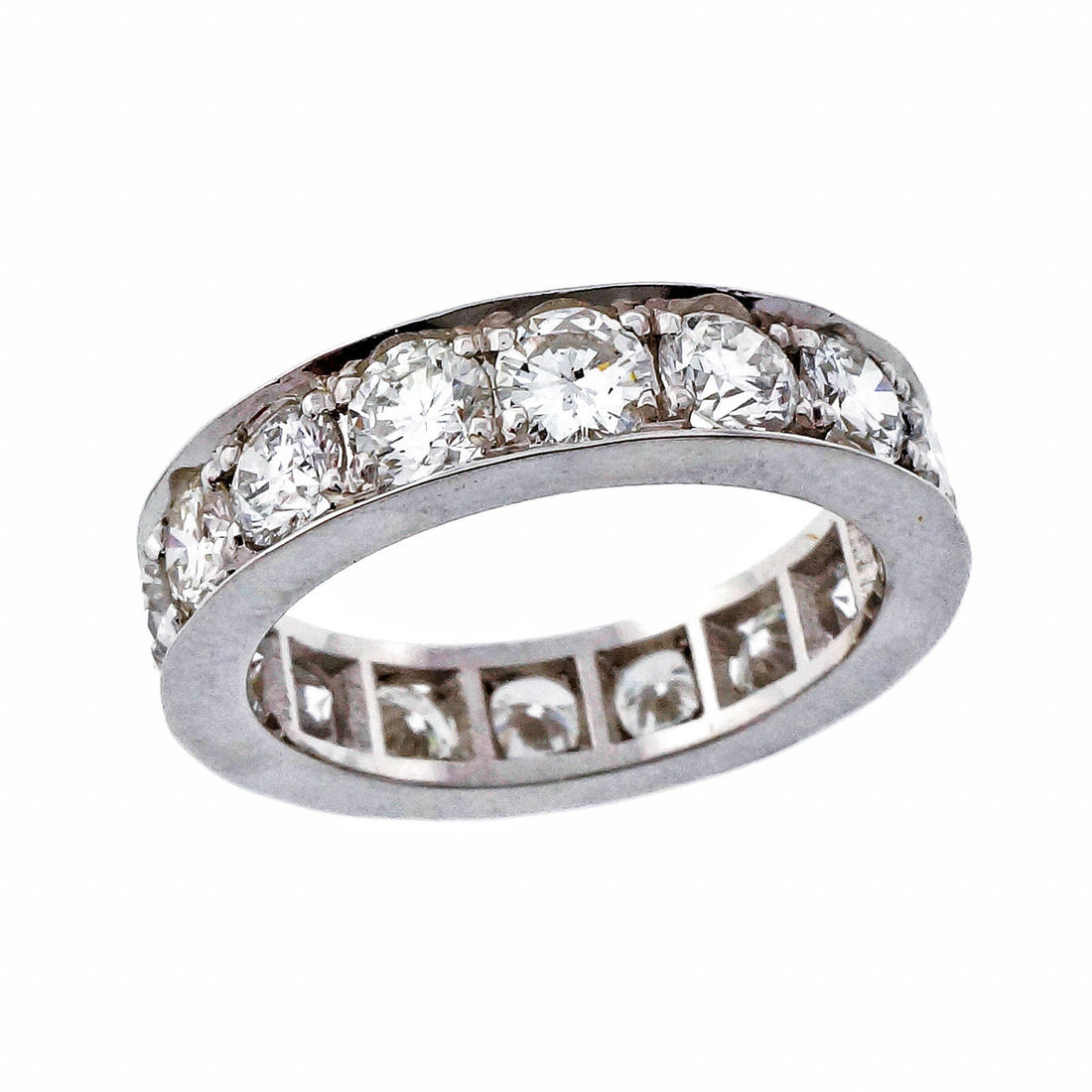 Peter Suchy 3.38ct Custom Made Bead Set Platinum Wedding Eternity Band Ring – image 4