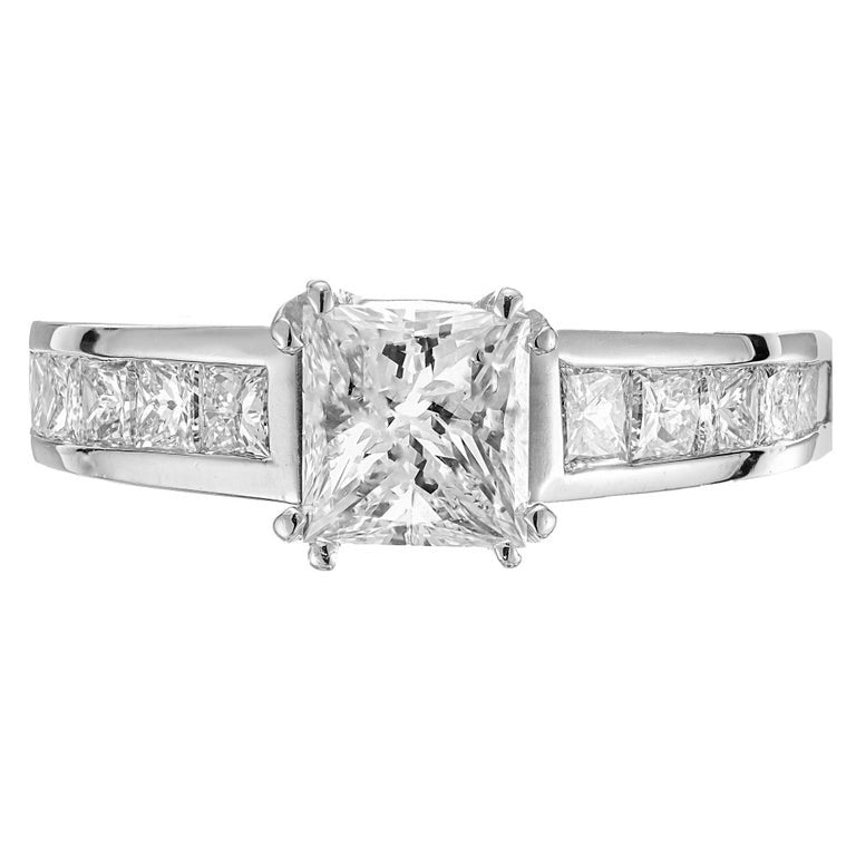 Peter Suchy GIA Certified 1.00 Carat Diamond Princess Cut Platinum Engagement Ring – image 2