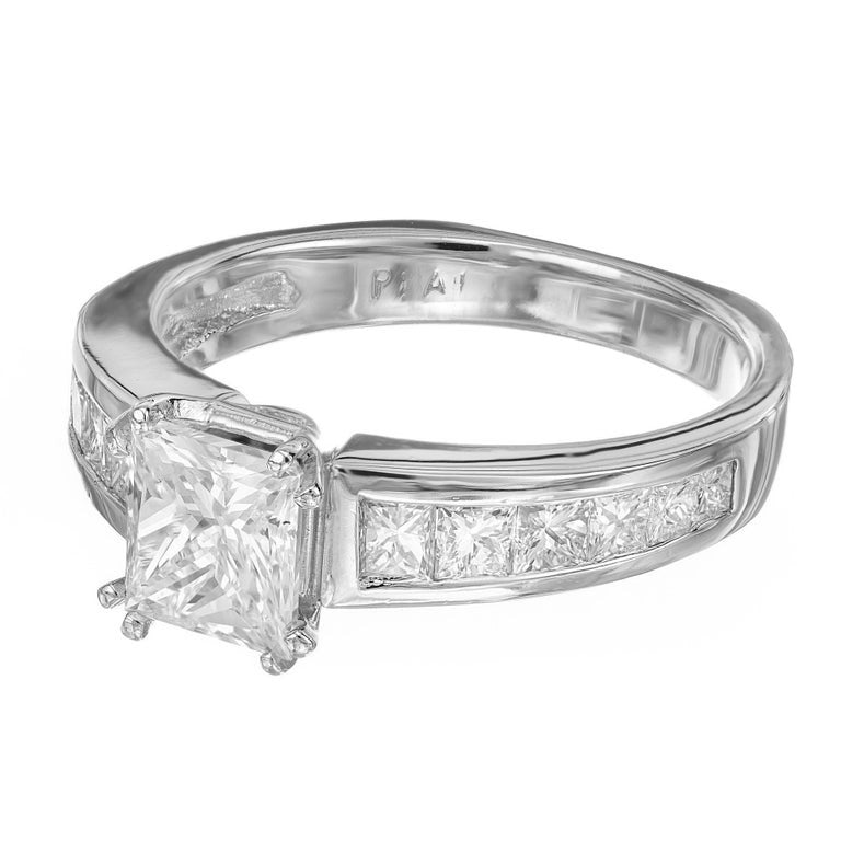 Peter Suchy GIA Certified 1.00 Carat Diamond Princess Cut Platinum Engagement Ring – image 3