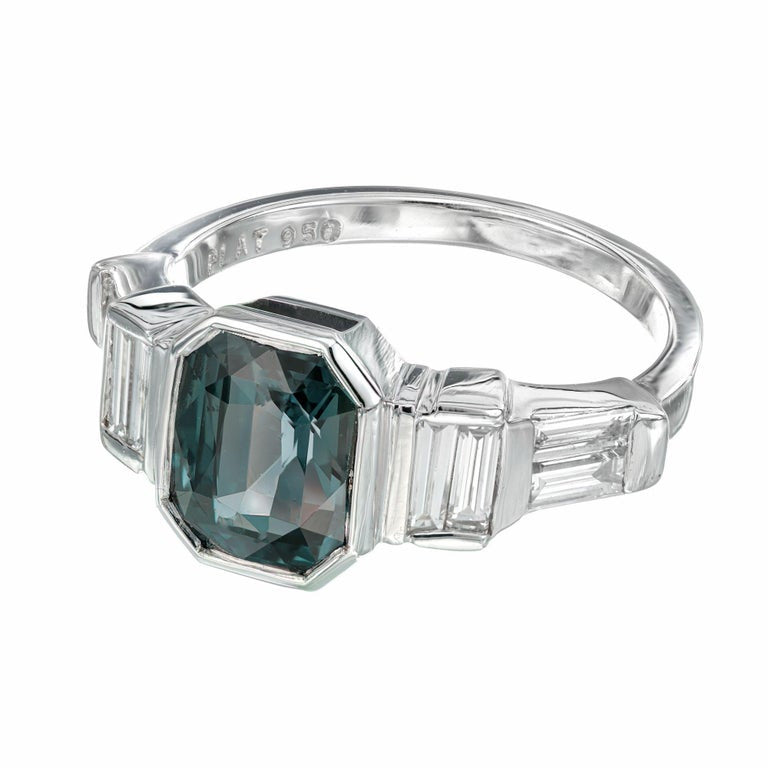 Peter Suchy GIA Certified 2.30 Carat Sapphire Diamond Platinum Engagement Ring – image 3