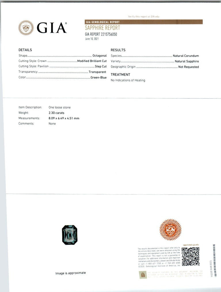 Peter Suchy GIA Certified 2.30 Carat Sapphire Diamond Platinum Engagement Ring – image 4