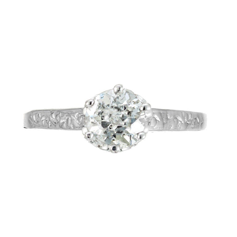 GIA Certified .87 Carat Diamond Platinum Engagement Ring – image 2