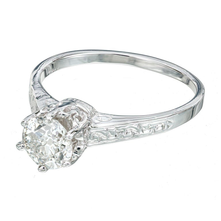 GIA Certified .87 Carat Diamond Platinum Engagement Ring – image 3