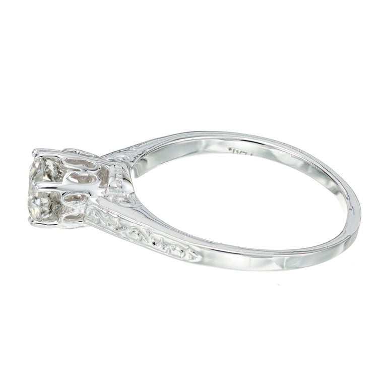 GIA Certified .87 Carat Diamond Platinum Engagement Ring – image 5