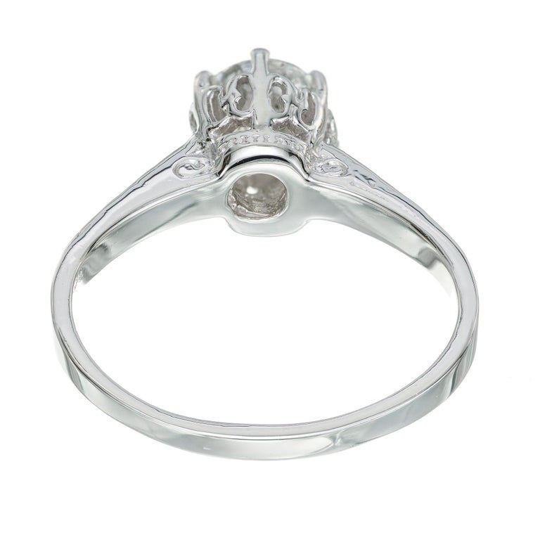 GIA Certified .87 Carat Diamond Platinum Engagement Ring – image 6