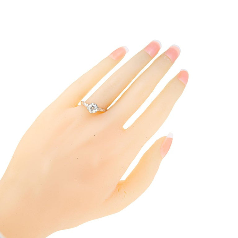 GIA Certified .87 Carat Diamond Platinum Engagement Ring – image 8