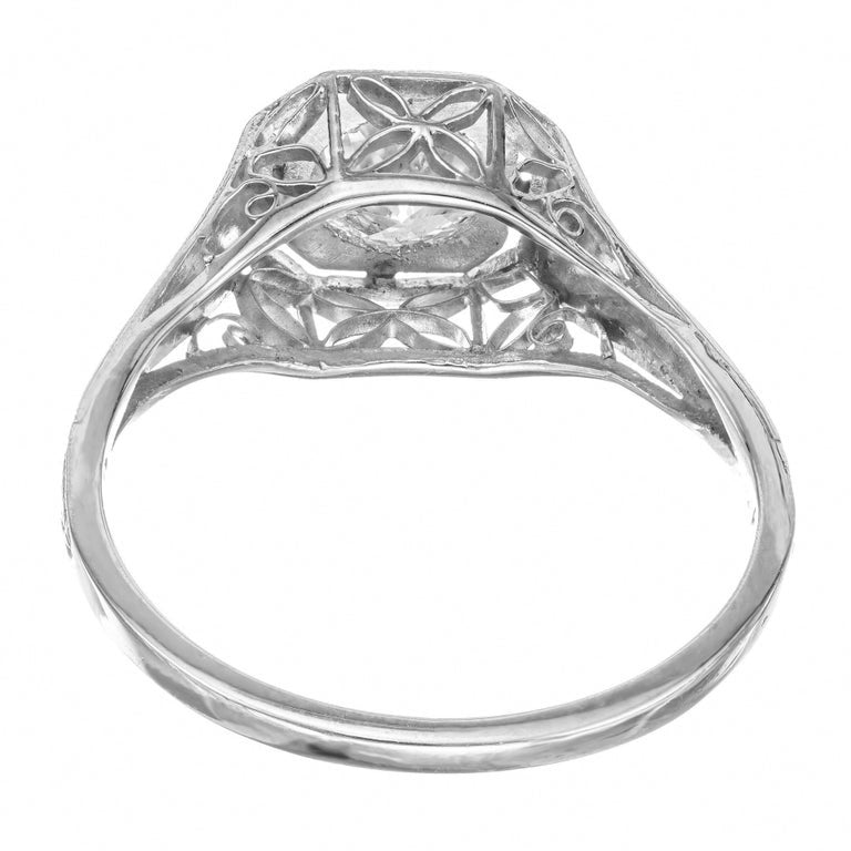 EGL Certified .55 Carat Diamond Edwardian Platinum Engagement Ring – image 6