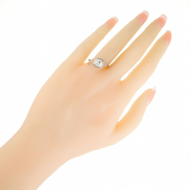 EGL Certified .55 Carat Diamond Edwardian Platinum Engagement Ring – image 8