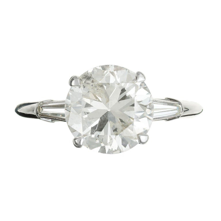 EGL Certified 3.12 Carat Diamond Platinum Engagement Ring – image 2