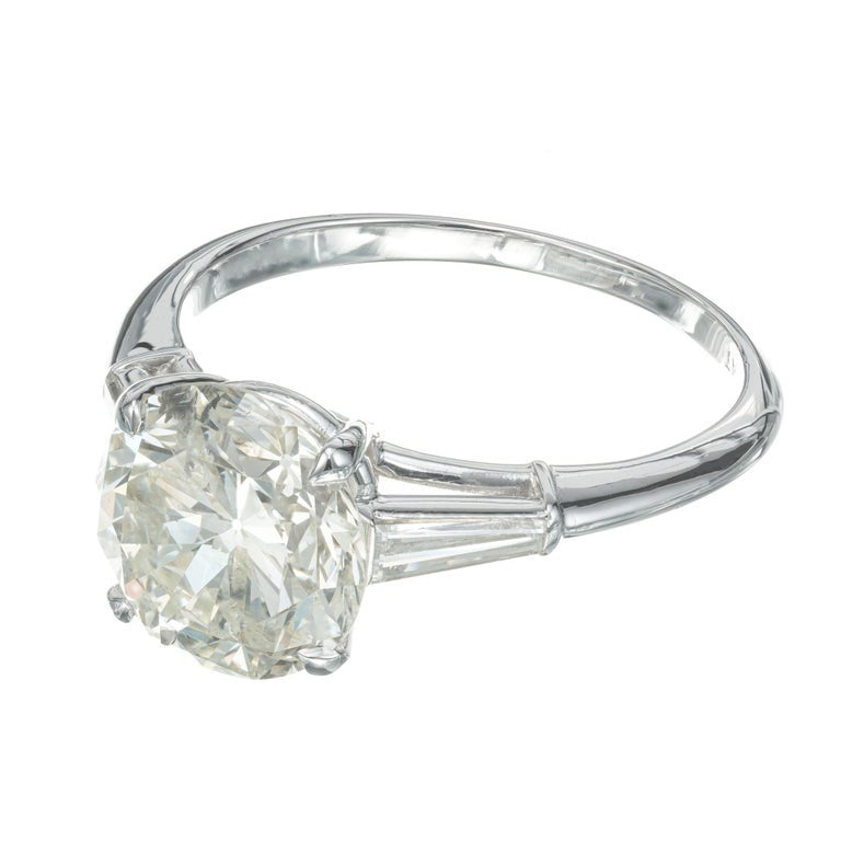 EGL Certified 3.12 Carat Diamond Platinum Engagement Ring – image 3