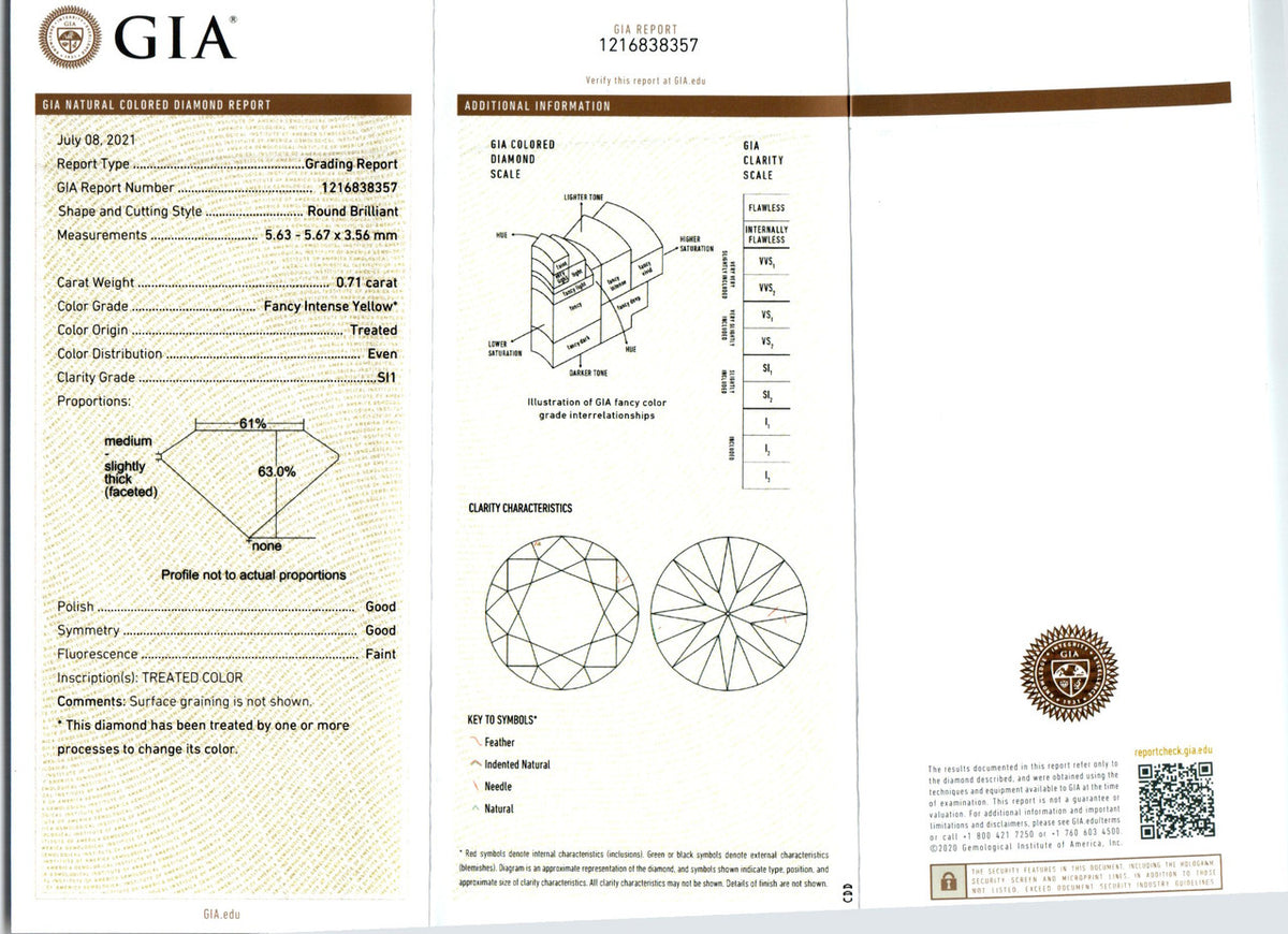GIA Certified Yellow Irridiated Diamond White Gold Engagement Ring – image 3