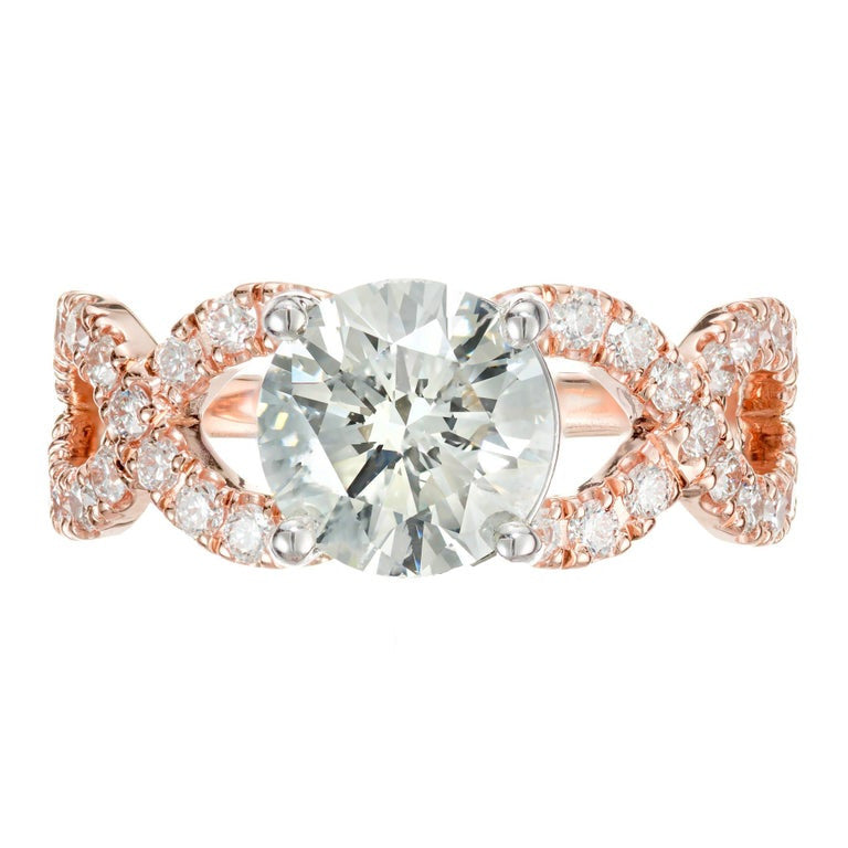 Peter Suchy GIA Certified 1.59 Carat Diamond Platinum Rose Gold Engagement Ring – image 2