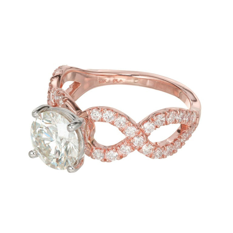 Peter Suchy GIA Certified 1.59 Carat Diamond Platinum Rose Gold Engagement Ring – image 4
