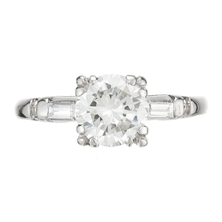 EGL Certified .90 Carat Round Diamond Palladium Three-Stone Engagement Ring – image 2