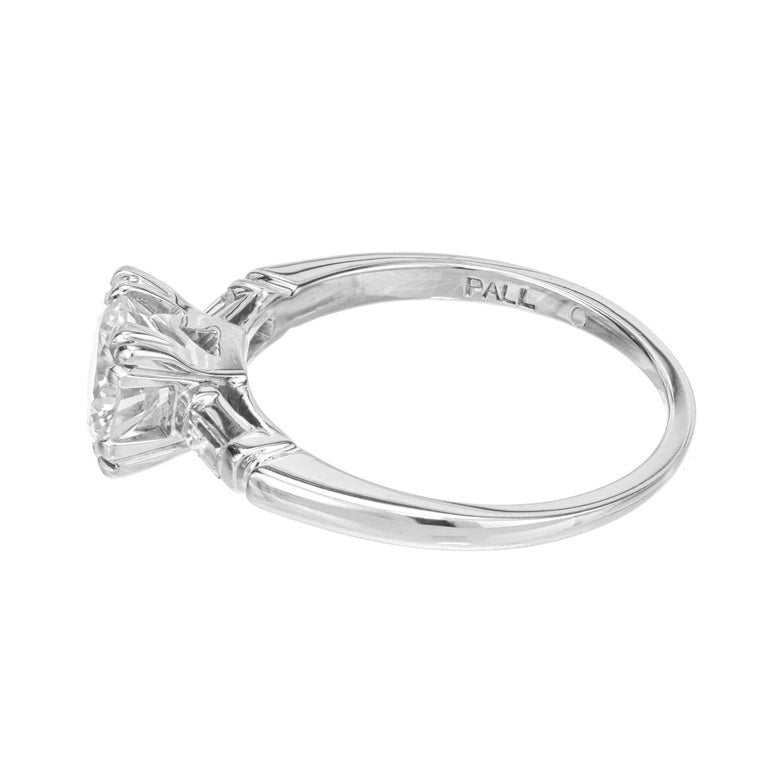EGL Certified .90 Carat Round Diamond Palladium Three-Stone Engagement Ring – image 6
