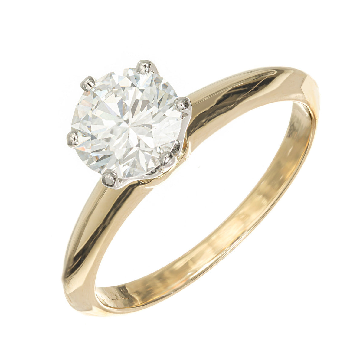 Tiffany & Co GIA Certified 1.00 Carat Diamond Platinum Yellow Gold Ring