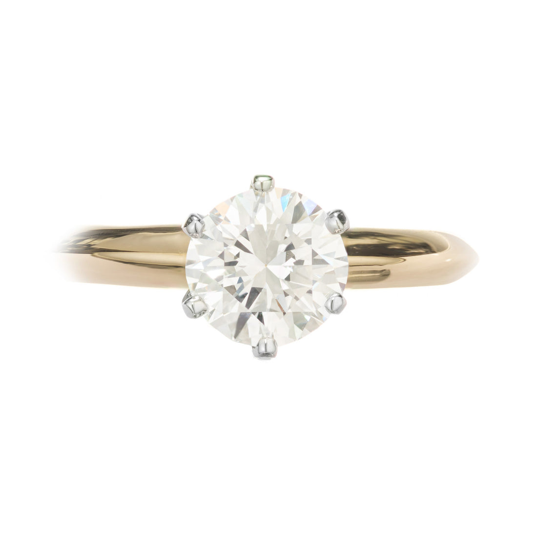 Tiffany & Co GIA Certified 1.00 Carat Diamond Platinum Yellow Gold Ring – image 4