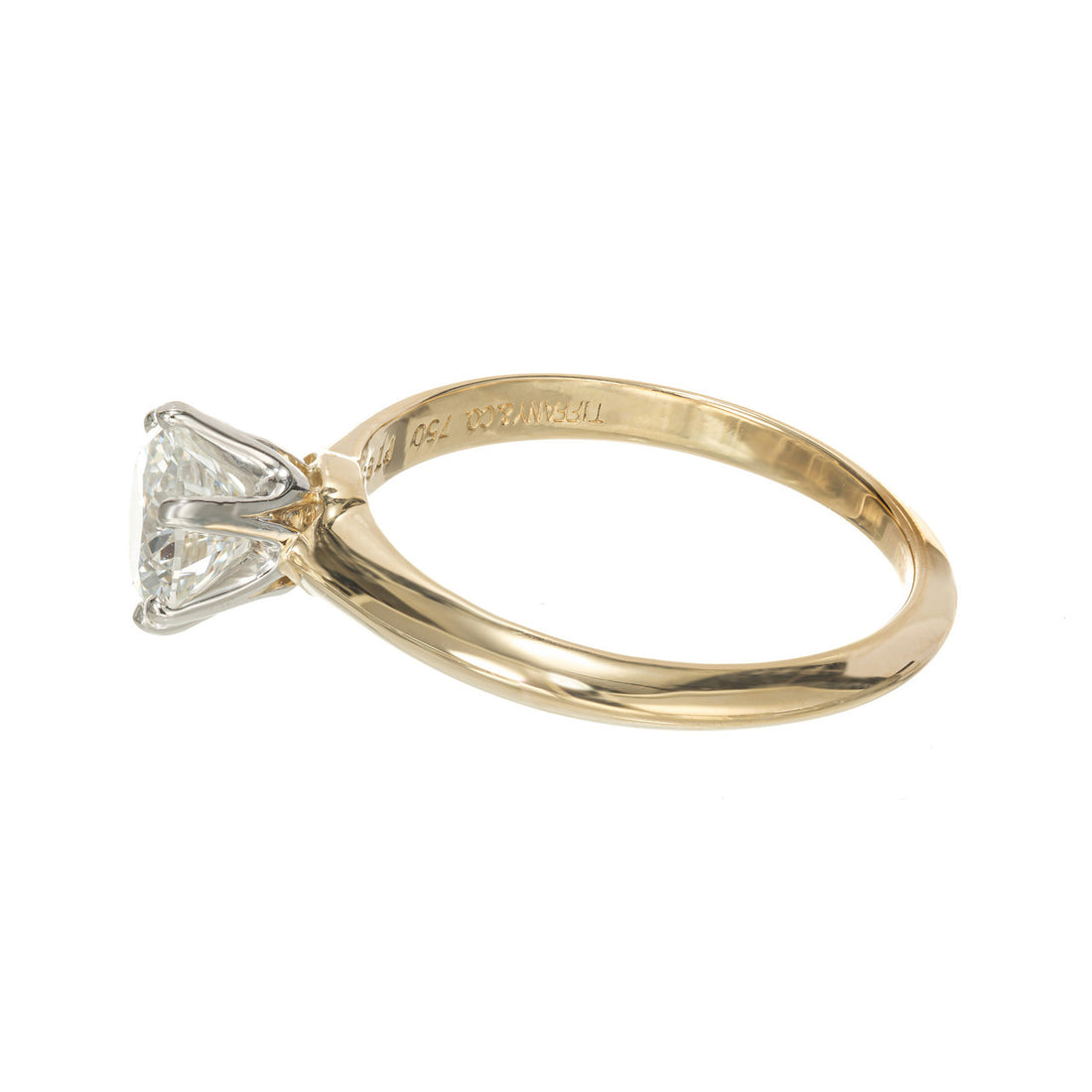 Tiffany & Co GIA Certified 1.00 Carat Diamond Platinum Yellow Gold Ring – image 5