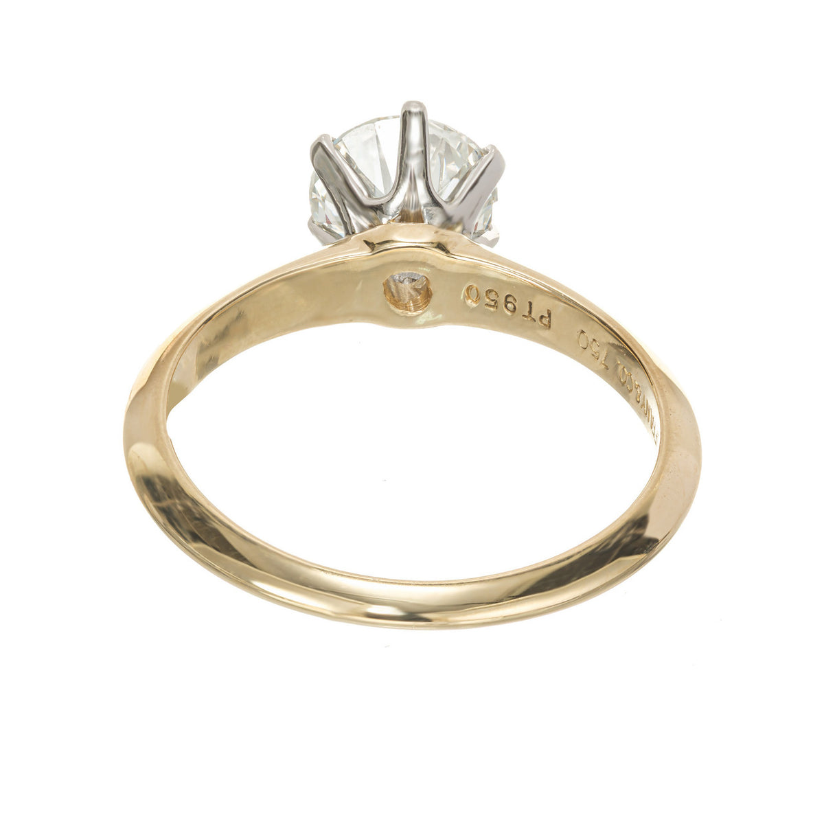 Tiffany & Co GIA Certified 1.00 Carat Diamond Platinum Yellow Gold Ring – image 6