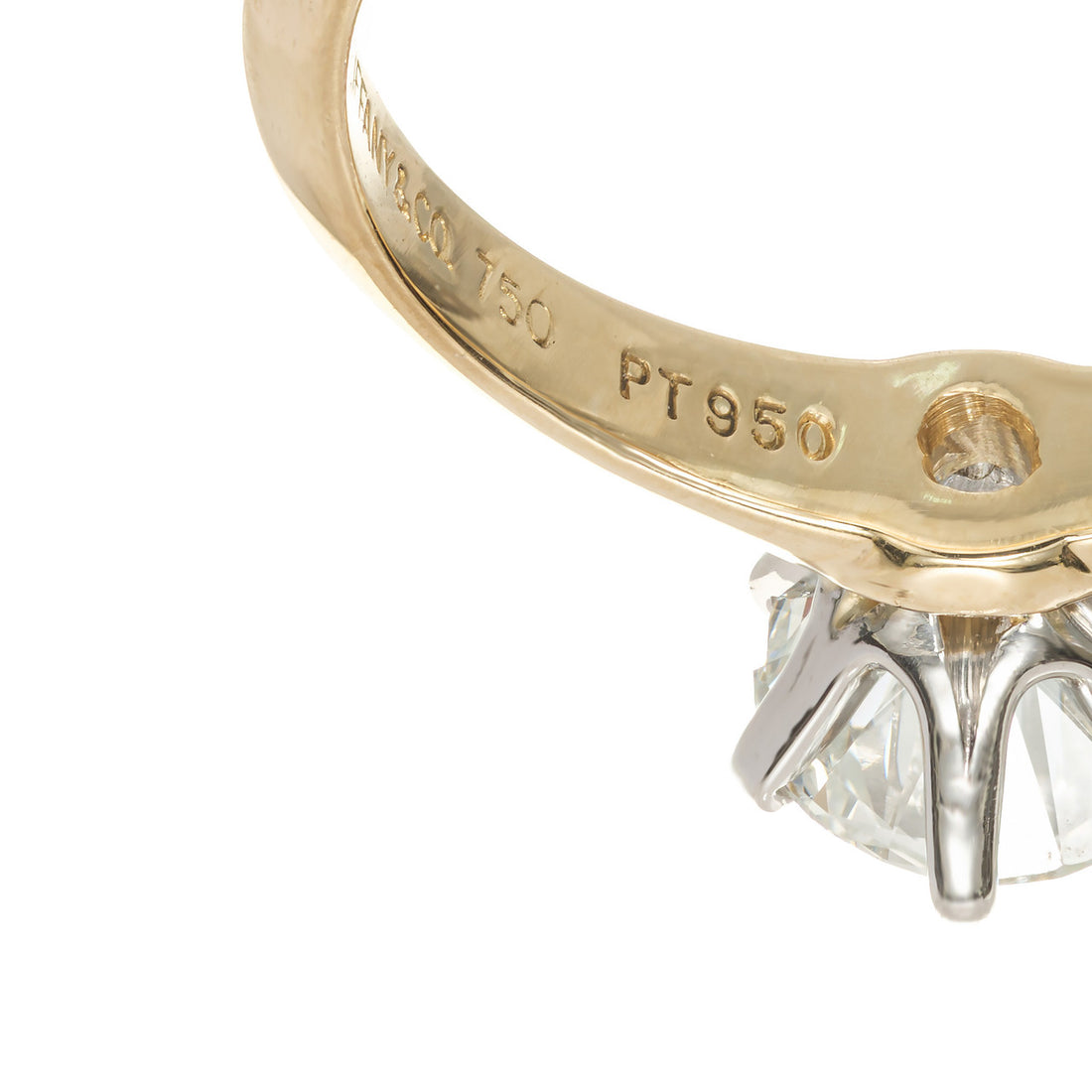 Tiffany & Co GIA Certified 1.00 Carat Diamond Platinum Yellow Gold Ring – image 7
