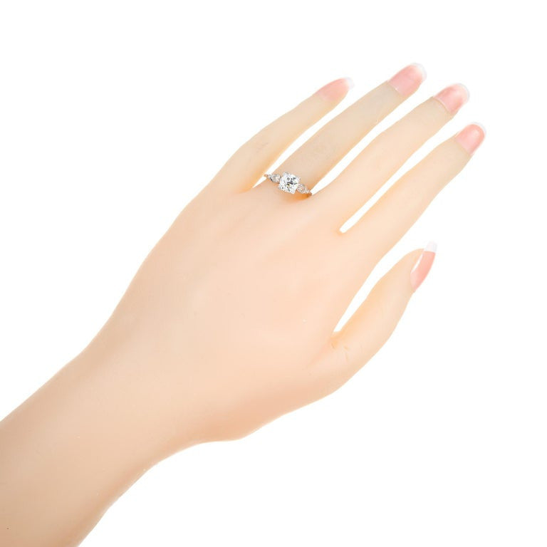 GIA Certified 1.01 Carat Diamond Platinum Art Deco Three-Stone Engagement Ring – image 5