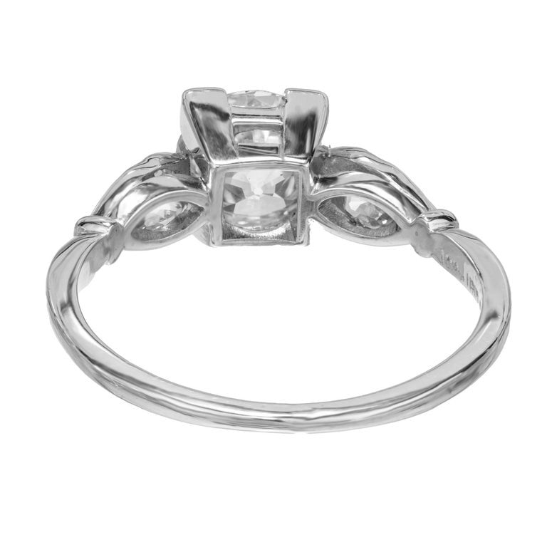 GIA Certified 1.01 Carat Diamond Platinum Art Deco Three-Stone Engagement Ring – image 7