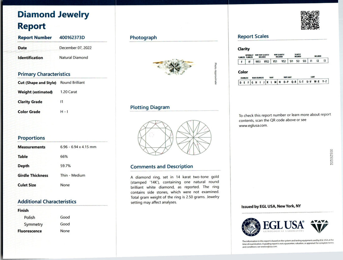 EGL Certified 1.20 Carat Round Diamond Two Tone Gold Engagement Ring – image 4
