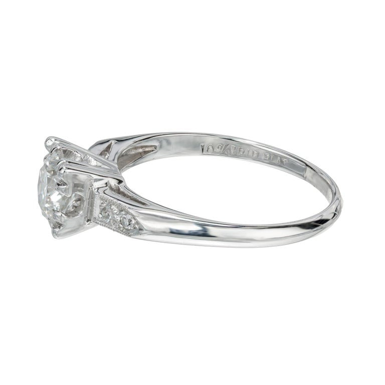 EGL Certified .61 Carat Round Diamond Platinum Three-Stone Engagement Ring – image 3