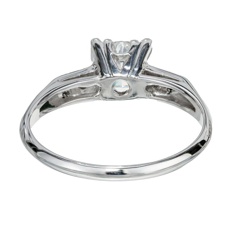 EGL Certified .61 Carat Round Diamond Platinum Three-Stone Engagement Ring – image 5