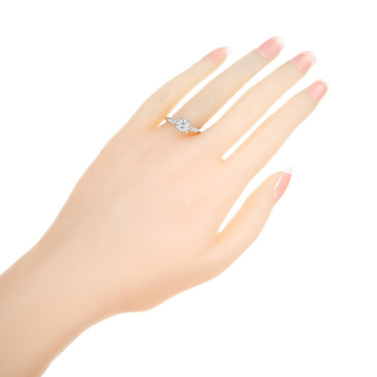 EGL Certified .61 Carat Round Diamond Platinum Three-Stone Engagement Ring – image 7