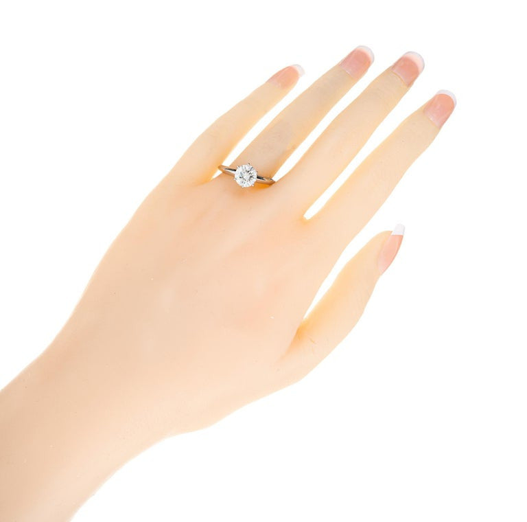EGL Certified 1.41 Carat Round Diamond Platinum Solitaire Engagement Ring – image 8