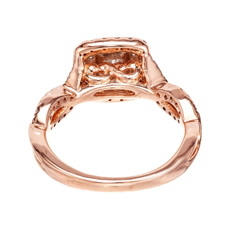 .93 Carat Princess Cut Diamond Halo 14k Rose Gold Engagement Ring – image 6