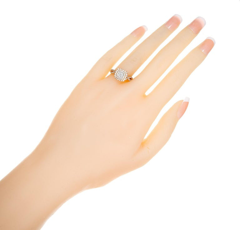 .93 Carat Princess Cut Diamond Halo 14k Rose Gold Engagement Ring – image 7