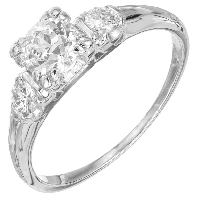 EGL Certified .64 Carat Diamond White Gold Three-Stone Engagement Ring