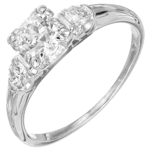 EGL Certified .64 Carat Diamond White Gold Three-Stone Engagement Ring