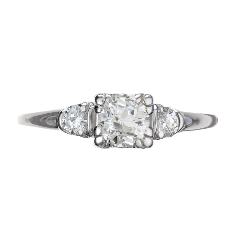 EGL Certified .64 Carat Diamond White Gold Three-Stone Engagement Ring – image 2