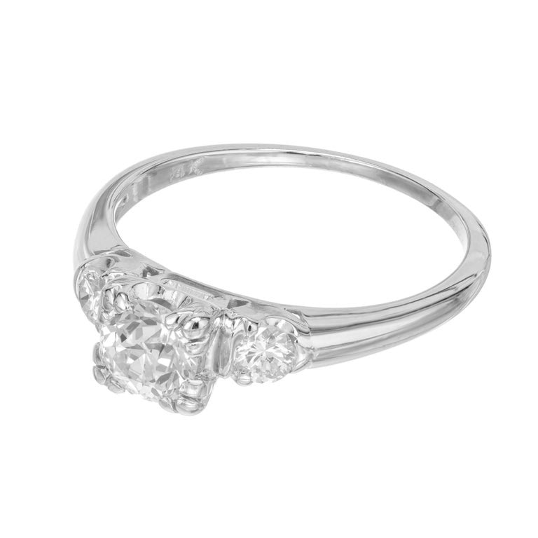 EGL Certified .64 Carat Diamond White Gold Three-Stone Engagement Ring – image 4