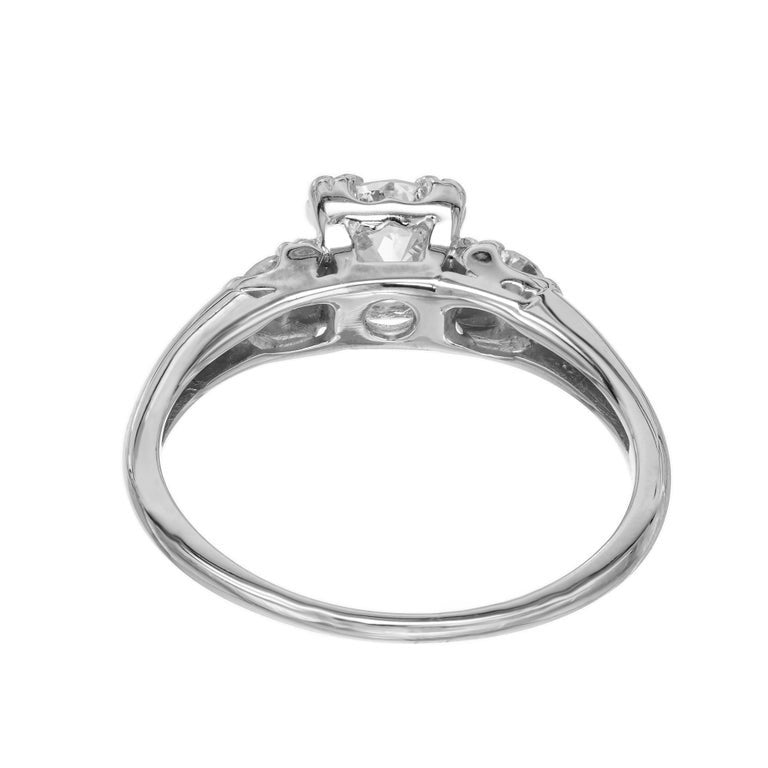 EGL Certified .64 Carat Diamond White Gold Three-Stone Engagement Ring – image 5