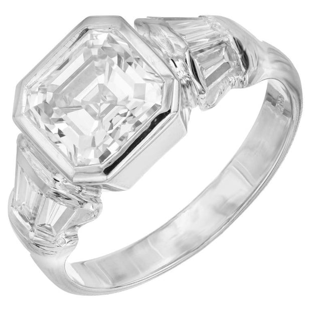 Peter Suchy GIA Certified 2.04 Carat Square Diamond Platinum Engagement Ring