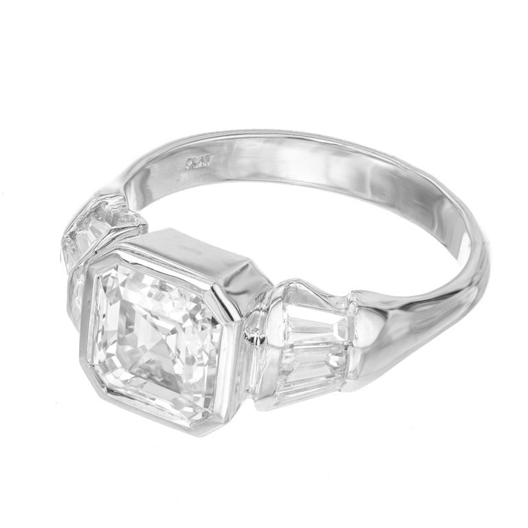 Peter Suchy GIA Certified 2.04 Carat Square Diamond Platinum Engagement Ring – image 4