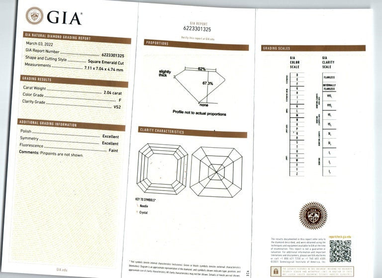 Peter Suchy GIA Certified 2.04 Carat Square Diamond Platinum Engagement Ring – image 3