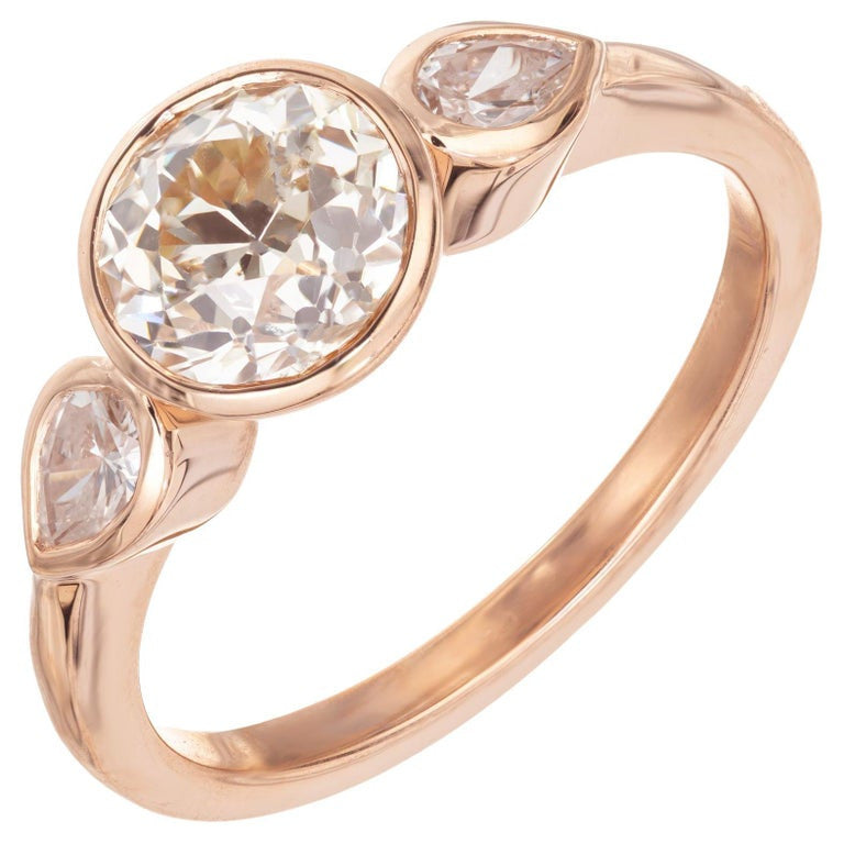 Peter Suchy GIA Certified 1.42 Carat Round Diamond Rose Gold Engagement Ring